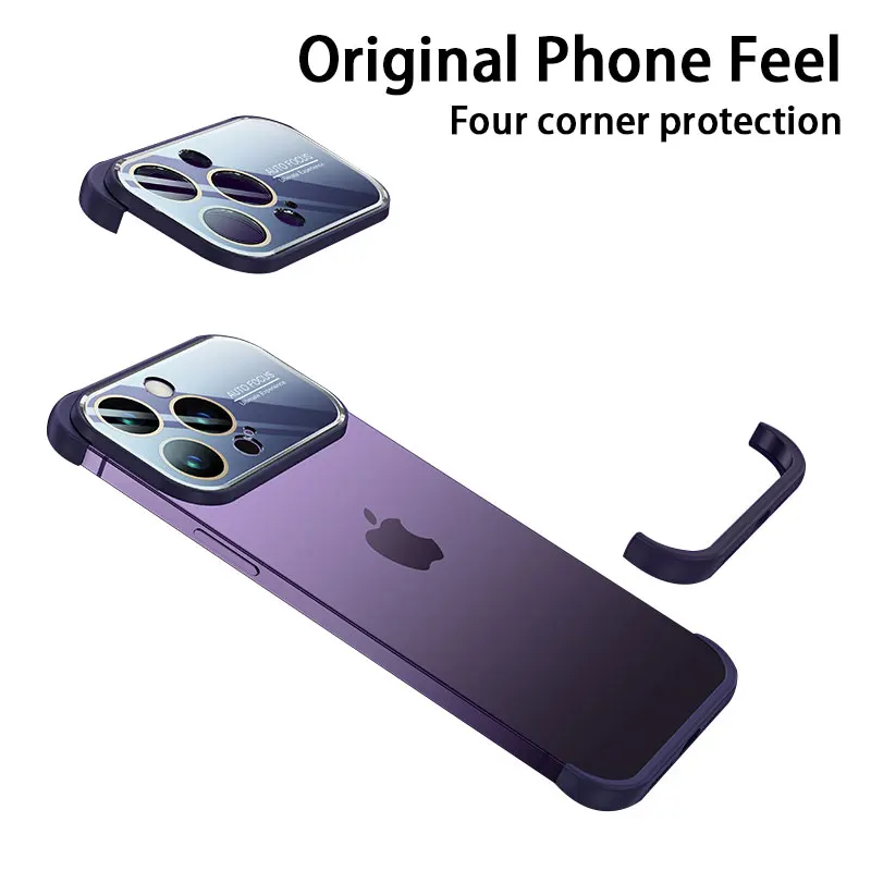 Sklo Veľké Okno Telefón Bumper Pre Iphone 13 12 14 Pro Max Plus Ultra Tenké, Ľahké Shell Sklo Objektívu Film Originálny Telefón Pocit Prípade