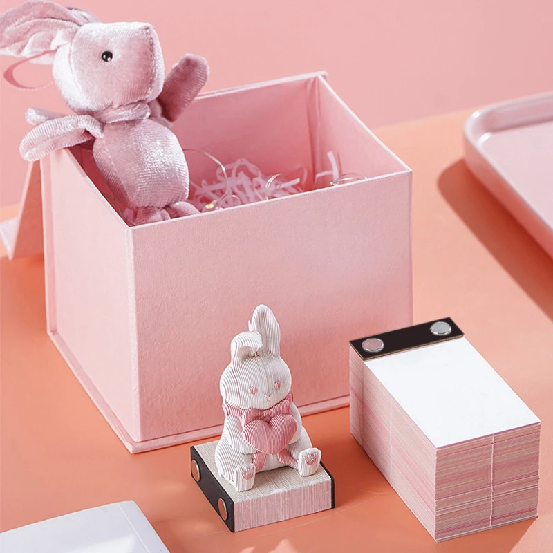 3D poznámkový blok Roztomilý Zajačik Poznámky Troch - Dimenzionální Králik Memo Pad Papier Poznámky Kawaii Stôl Dekorácie, Doplnky