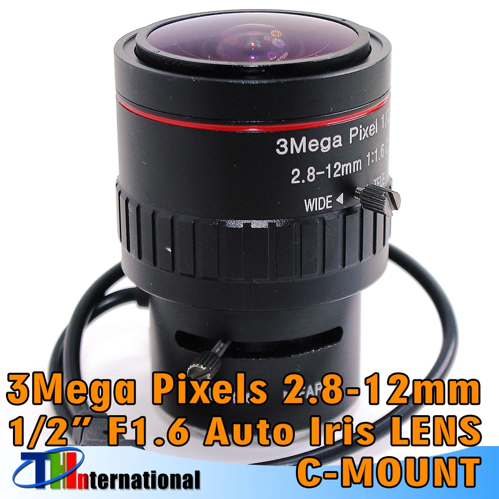 3MP 2.8-12mm C Objektív 1/2 Palca F1.6 Auto Iris Nízke Skreslenie Priemyselné Varifokálny CCTV Objektívu C/CS pre Video Bezpečnostné Kamery