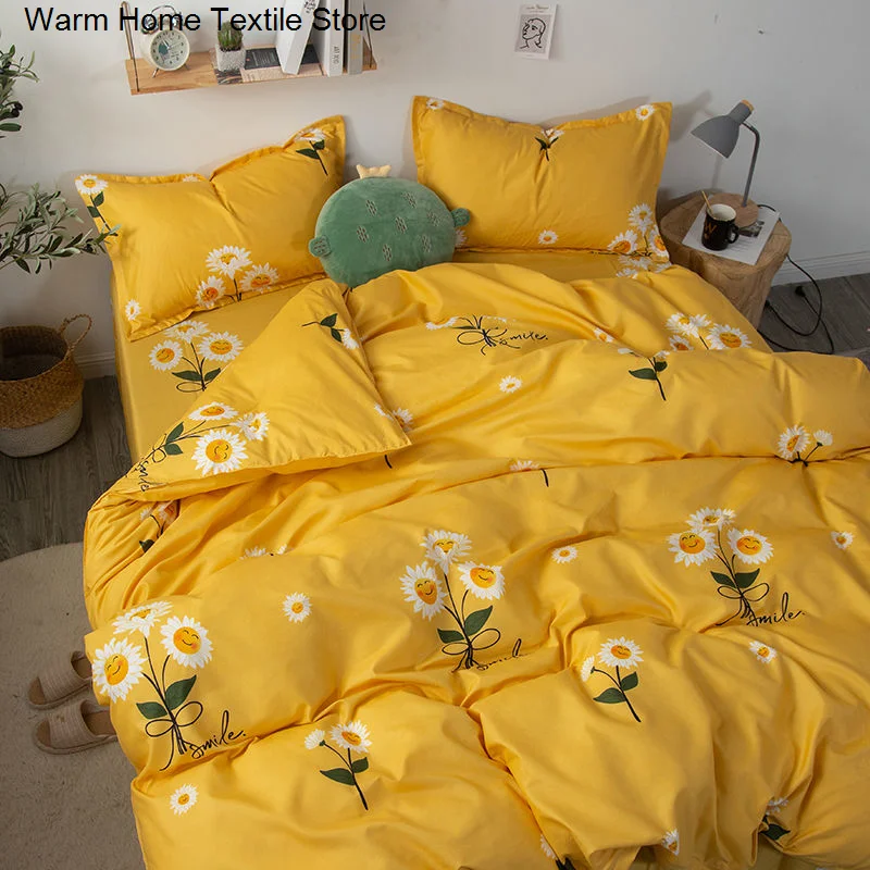 Daisy vytlačené posteľná bielizeň cartoon jahoda kačica nadol perinu veľké obliečka na vankúš ploché lôžko list domácnosť, textil