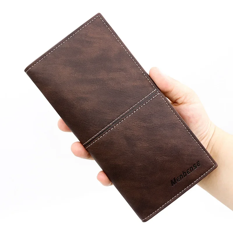 Nové Módne Jednoduché jednofarebné pánske Dlhé Retro Peniaze Tenké Ruky Tašku Dokument Multi-Peňaženky karta