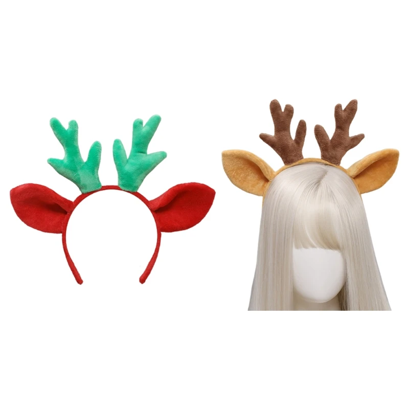 Plyšové Parohy Hairband Elk Uši Čelenky Cartoon Dodávky pre Vianočné Šaty